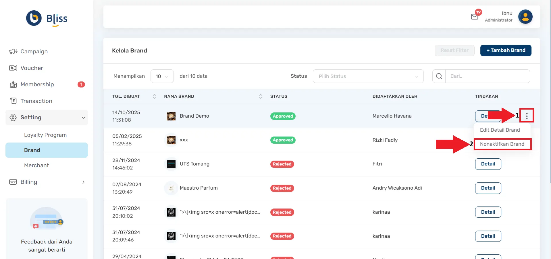 Cara menonaktifkan brand